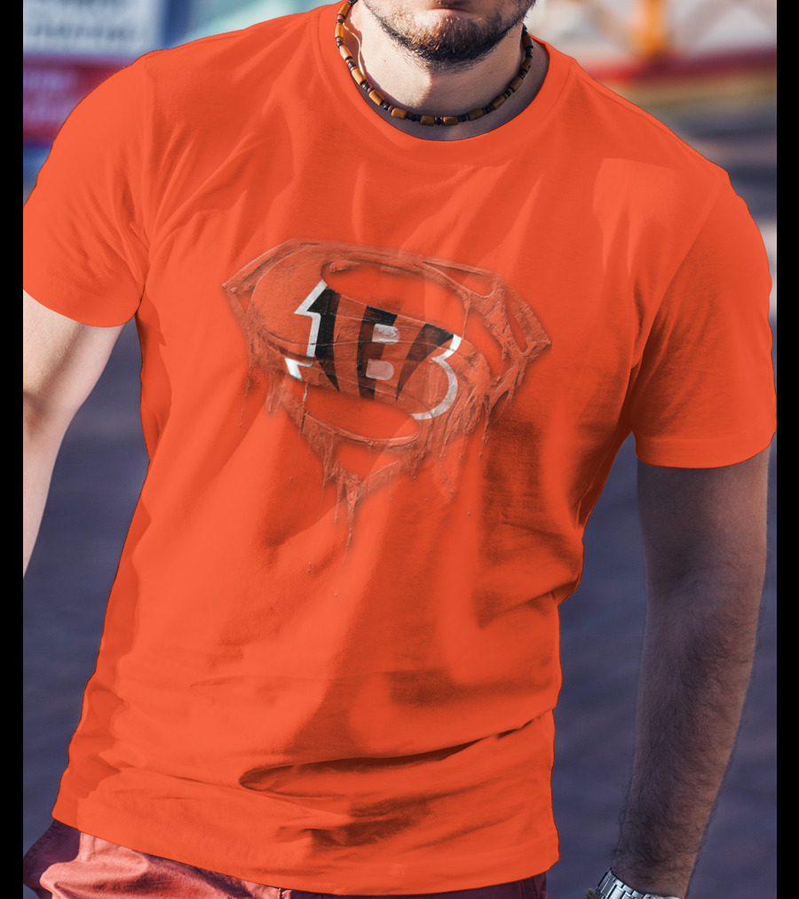 Cincinnati Bengals 57 Superhero Logo Melt Effect T-Shirt