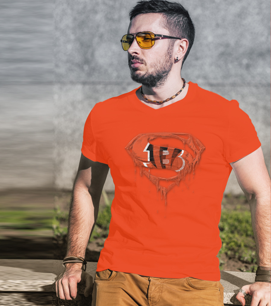 Cincinnati Bengals 57 Superhero Logo Melt Effect T-Shirt