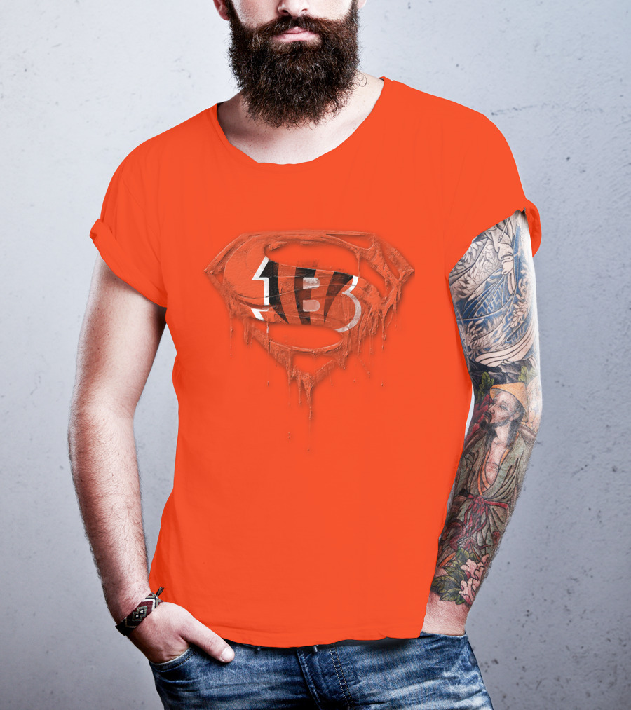 Cincinnati Bengals 57 Superhero Logo Melt Effect T-Shirt