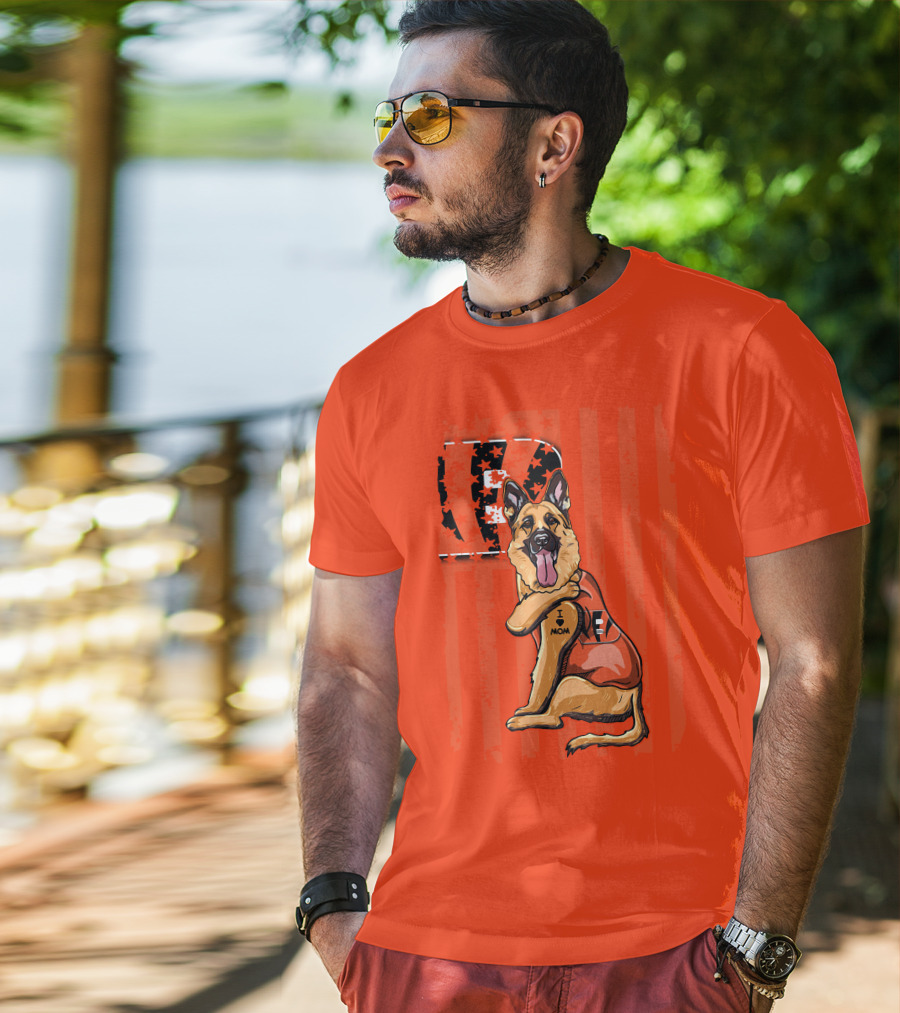 German Shepherd Cincinnati Bengals I Love Mom Football Fan T-Shirt