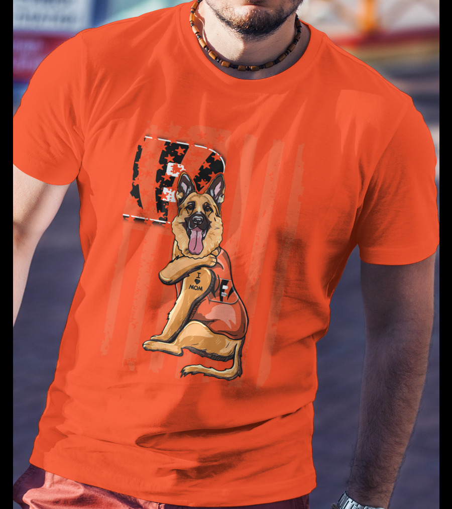 German Shepherd Cincinnati Bengals I Love Mom Football Fan T-Shirt