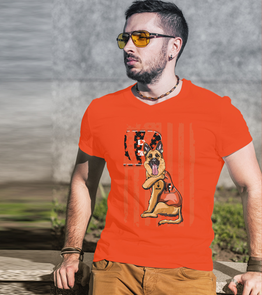 German Shepherd Cincinnati Bengals I Love Mom Football Fan T-Shirt