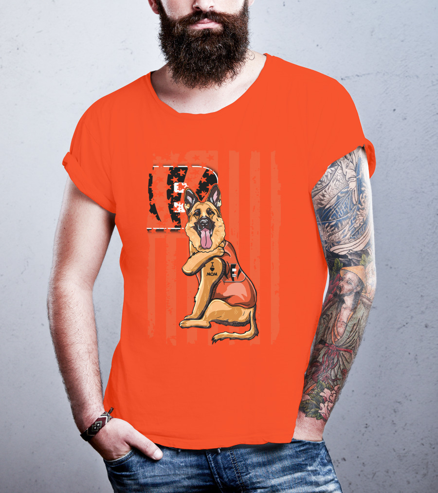 German Shepherd Cincinnati Bengals I Love Mom Football Fan T-Shirt