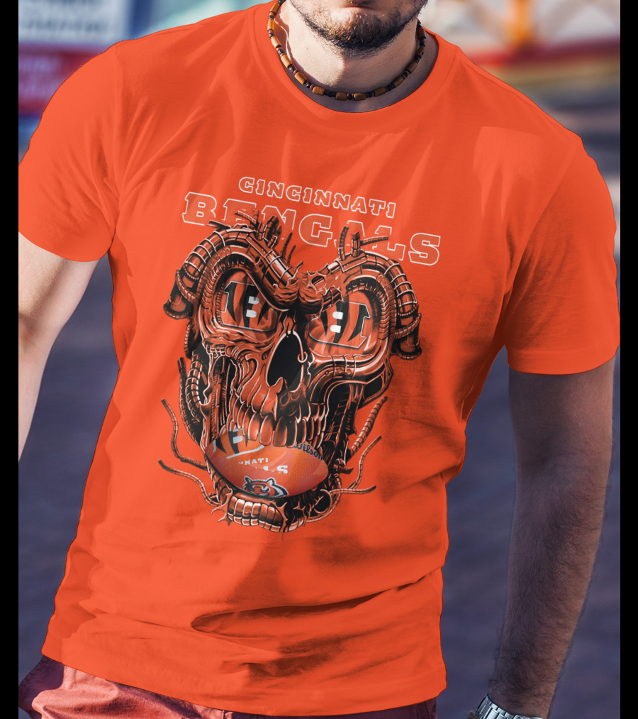 CINCINNATI BENGALS Dragonskull Football T-Shirt