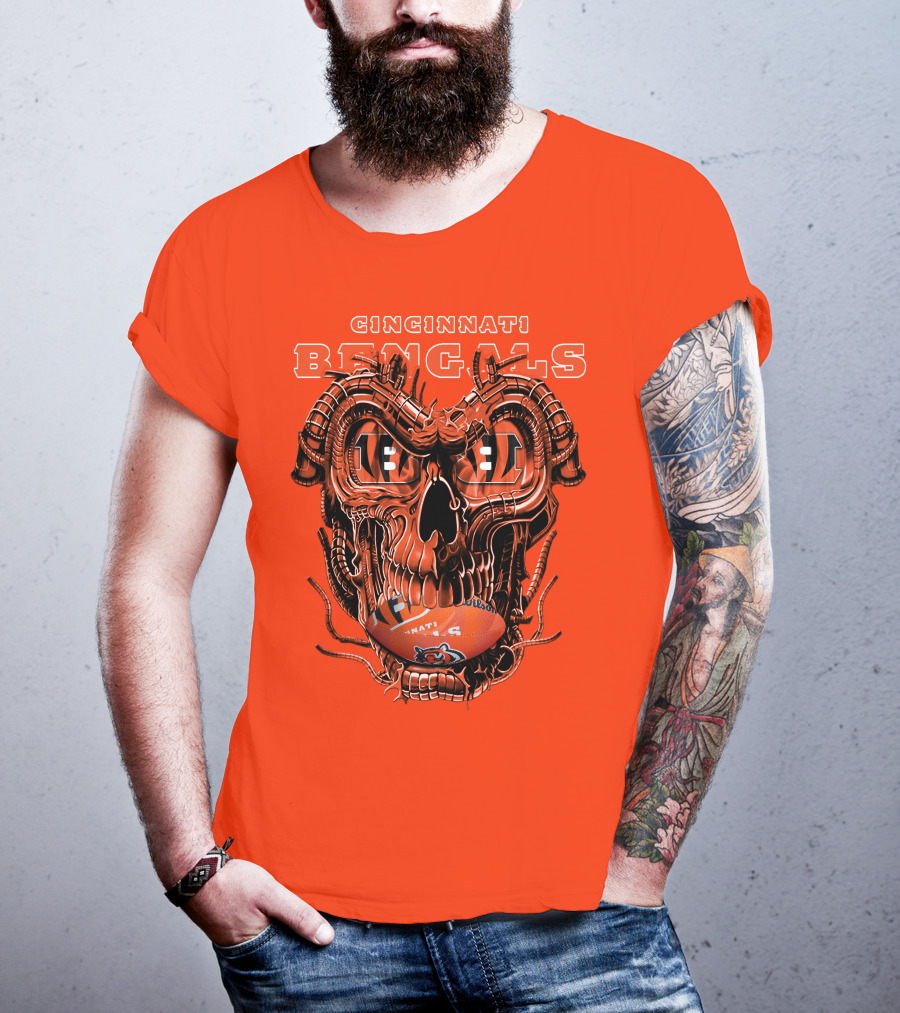 CINCINNATI BENGALS Dragonskull Football T-Shirt
