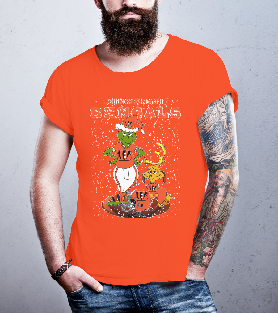 Cincinnati Bengals Grinch Holiday Football Mischief T-Shirt