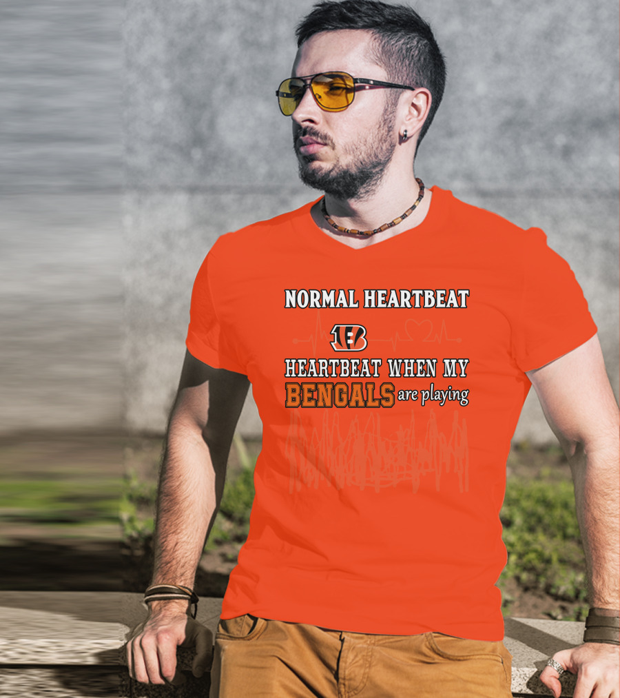 Normal Heartbeat Heartbeat When My Bengals Are Playing T-Shirt