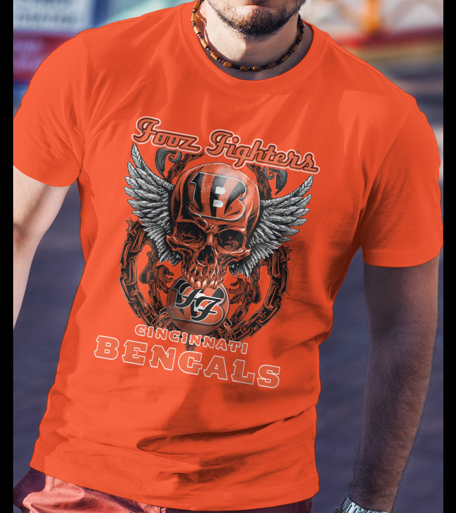 Foo Fighters Cincinnati Bengals Skull And Wings T-Shirt