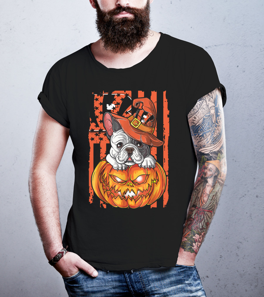 Cincinnati Bengals Bulldog Halloween Pumpkin T-Shirt
