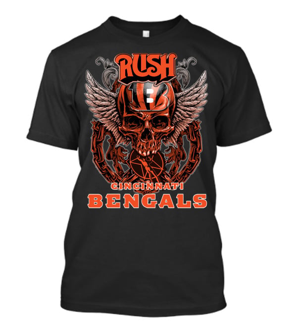 Rush Cincinnati Bengals Skull Wings Football T-Shirt