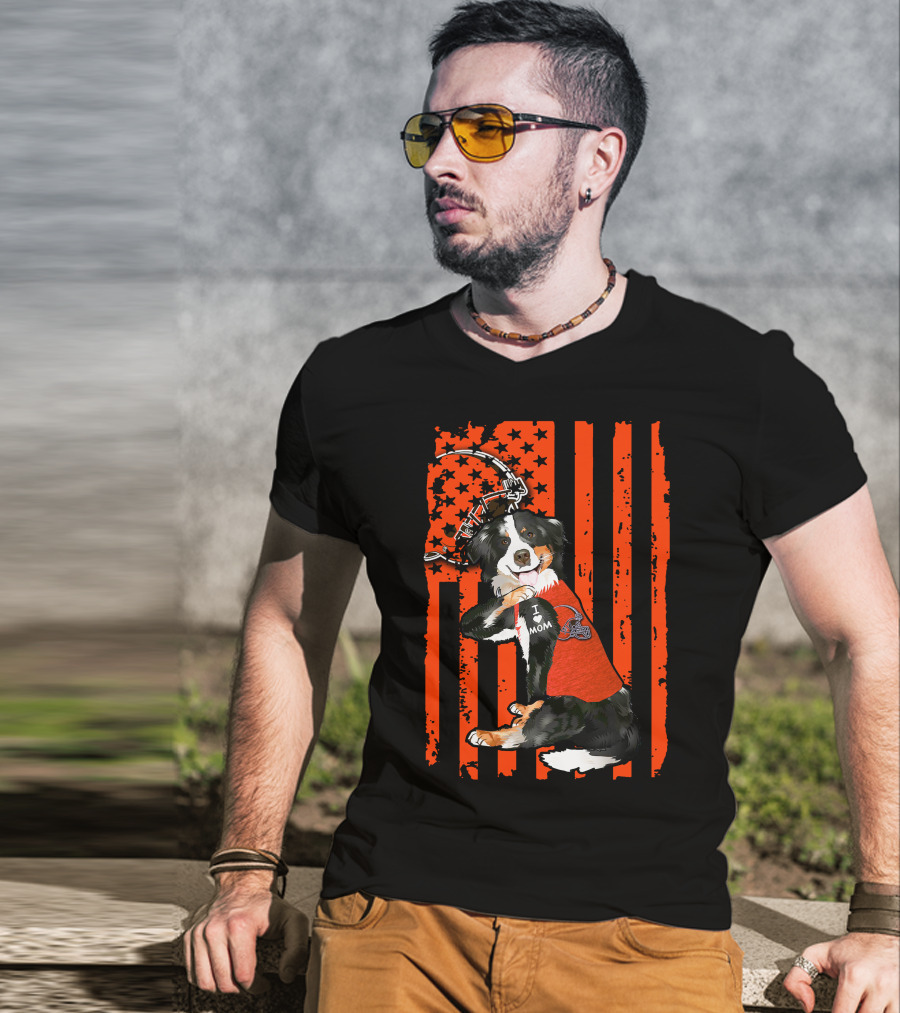 Border Collie CLEVELAND BROWNS I Love Mom Football Helmet America T-Shirt