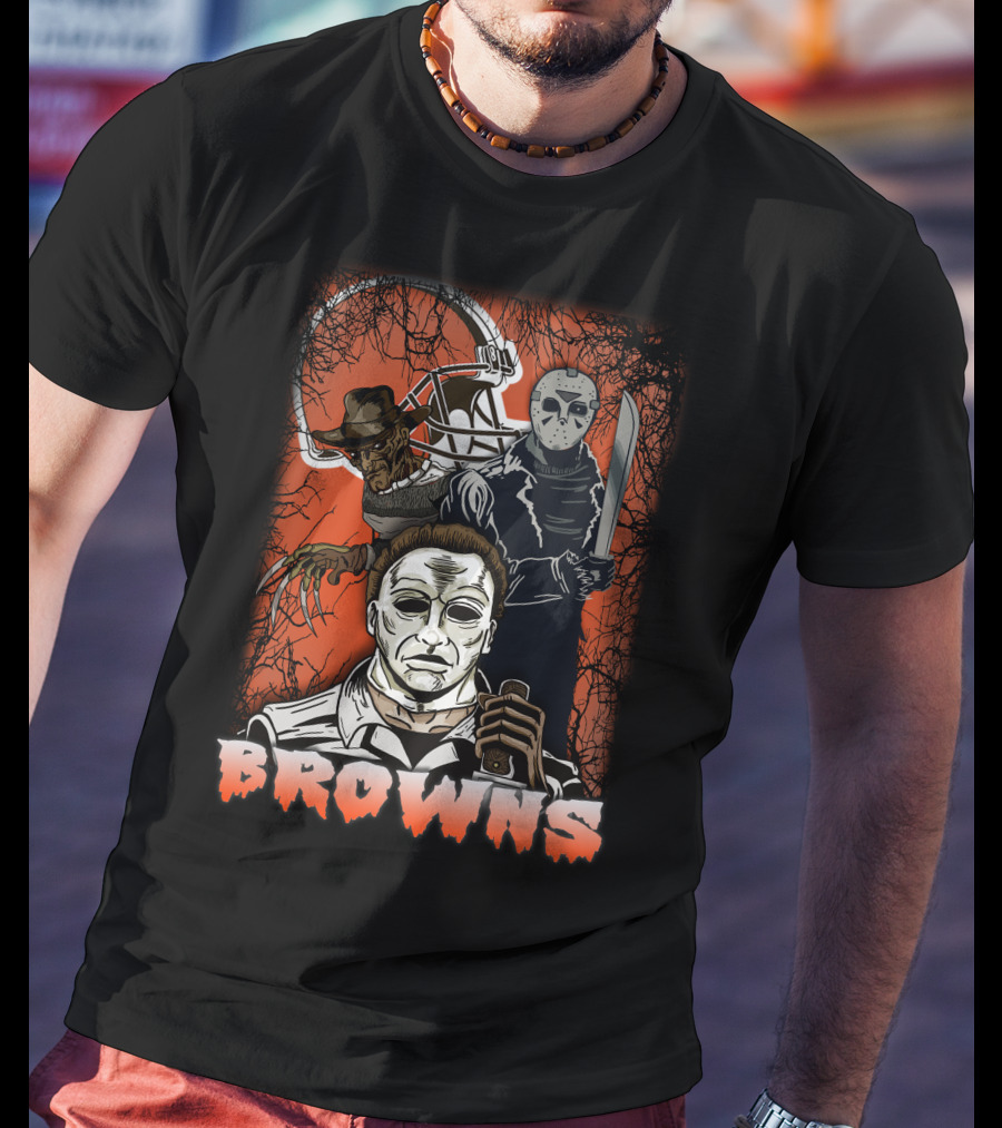 Browns Horror Icons With Helmet T-Shirt