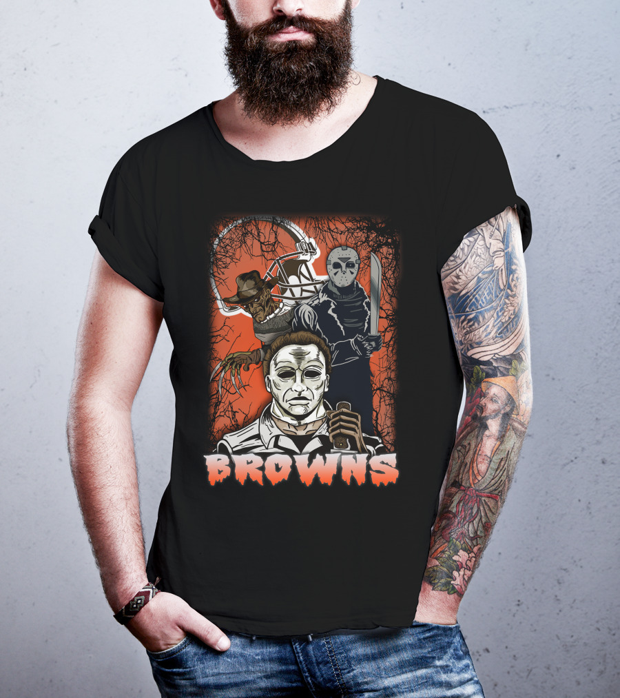 Browns Horror Icons With Helmet T-Shirt