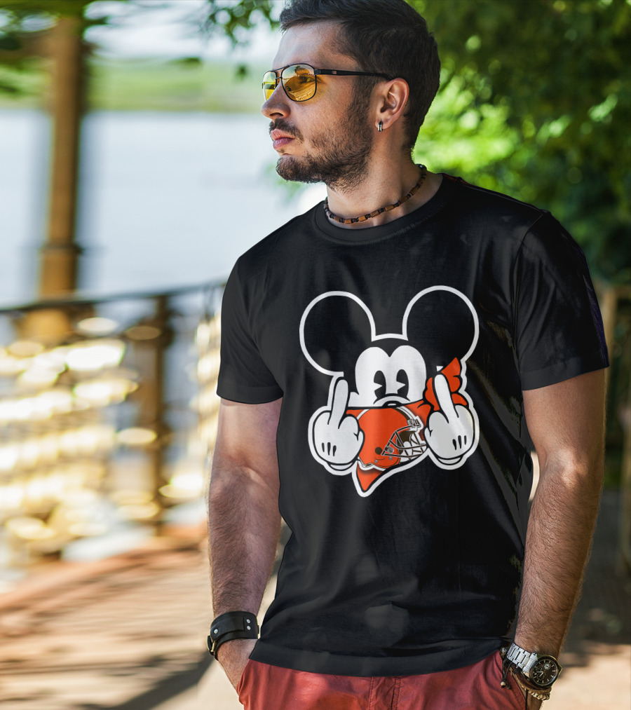 Cleveland Browns Mickey Ears Gesture T-Shirt