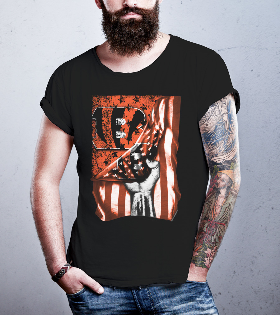 Cincinnati Bengals American Flag Emblem Bengals Logo Stars And Stripes T-Shirt
