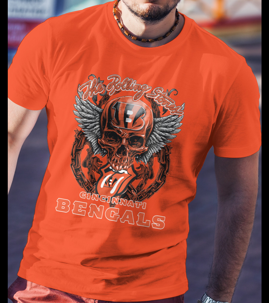 The Rolling Stones Cincinnati Bengals Nfl Collaboration With Skull And Wings T-Shirt