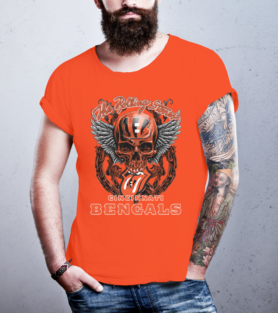 The Rolling Stones Cincinnati Bengals Nfl Collaboration With Skull And Wings T-Shirt