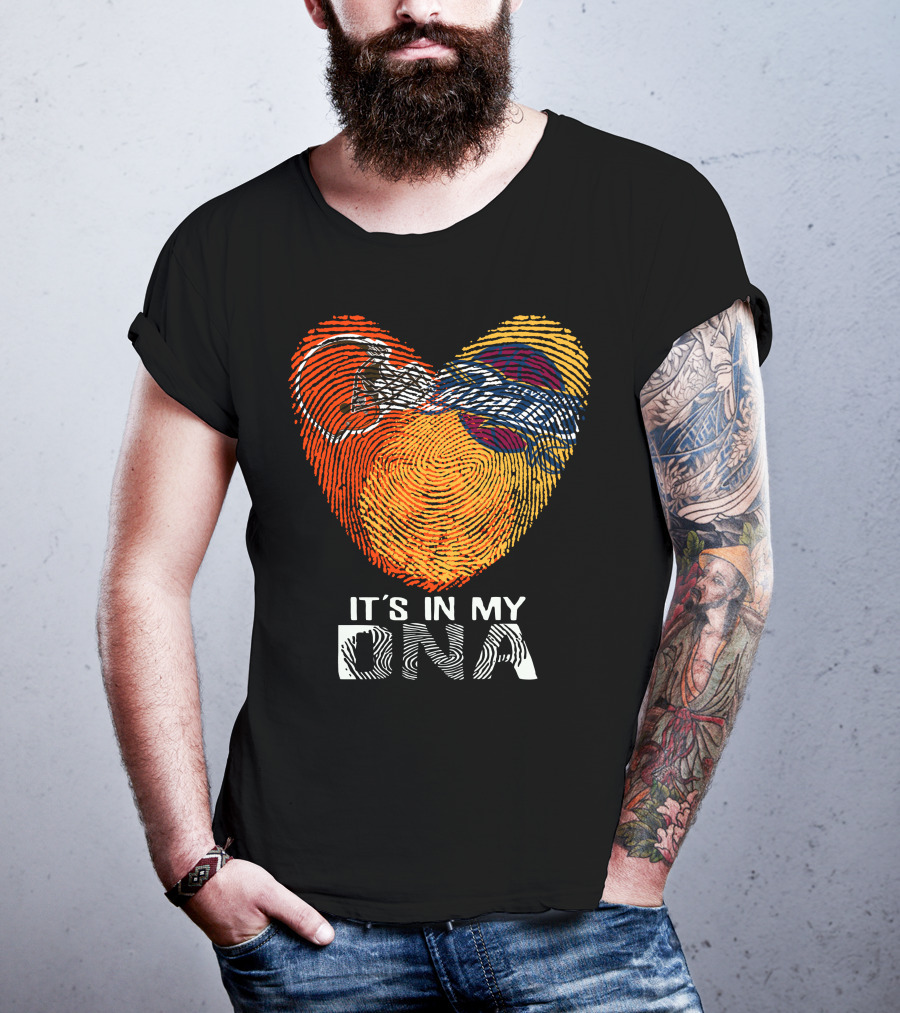 Cleveland Browns It's In My Dna Fingerprint Heart Helmet T-Shirt