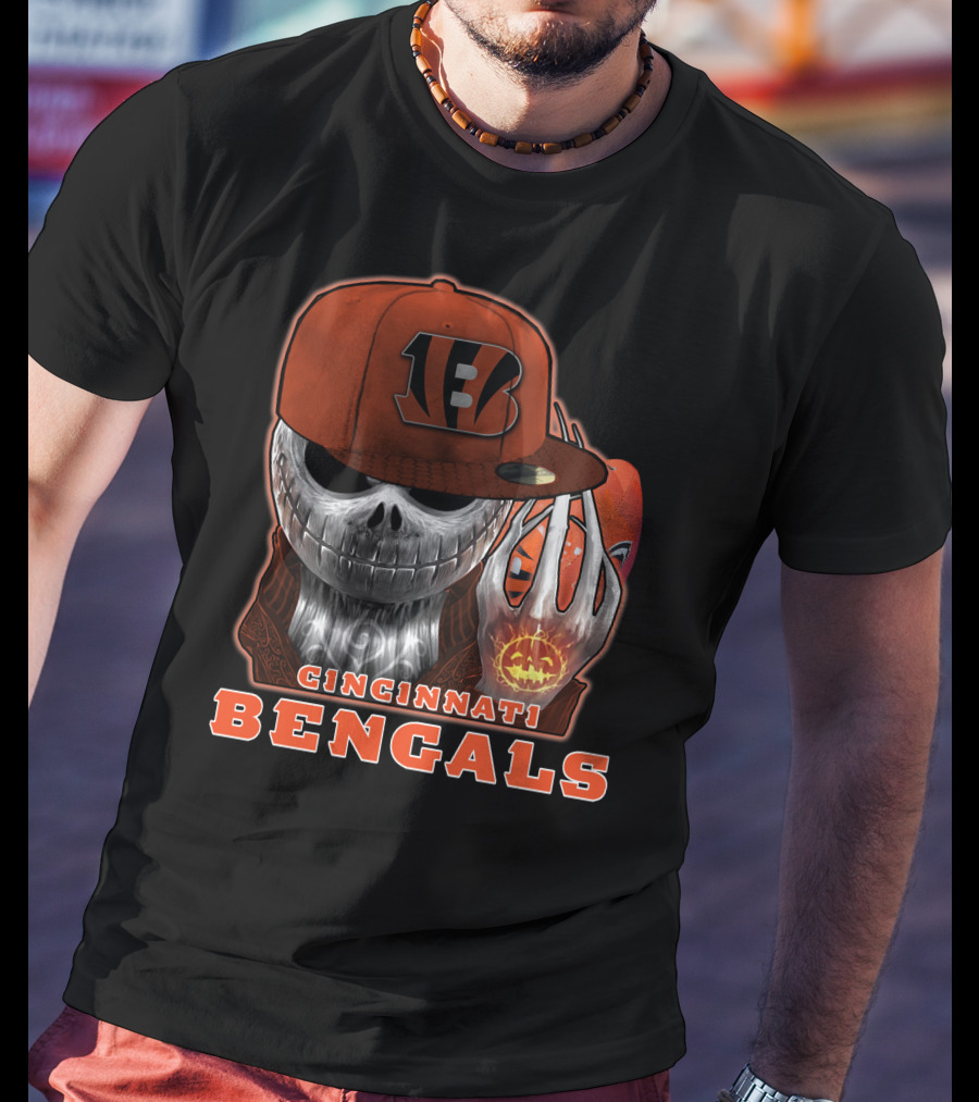 Cincinnati Bengals Jackskull Halloween Football Fan Gear T-Shirt