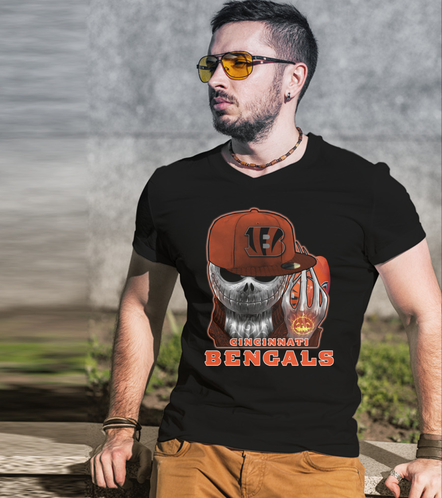 Cincinnati Bengals Jackskull Halloween Football Fan Gear T-Shirt