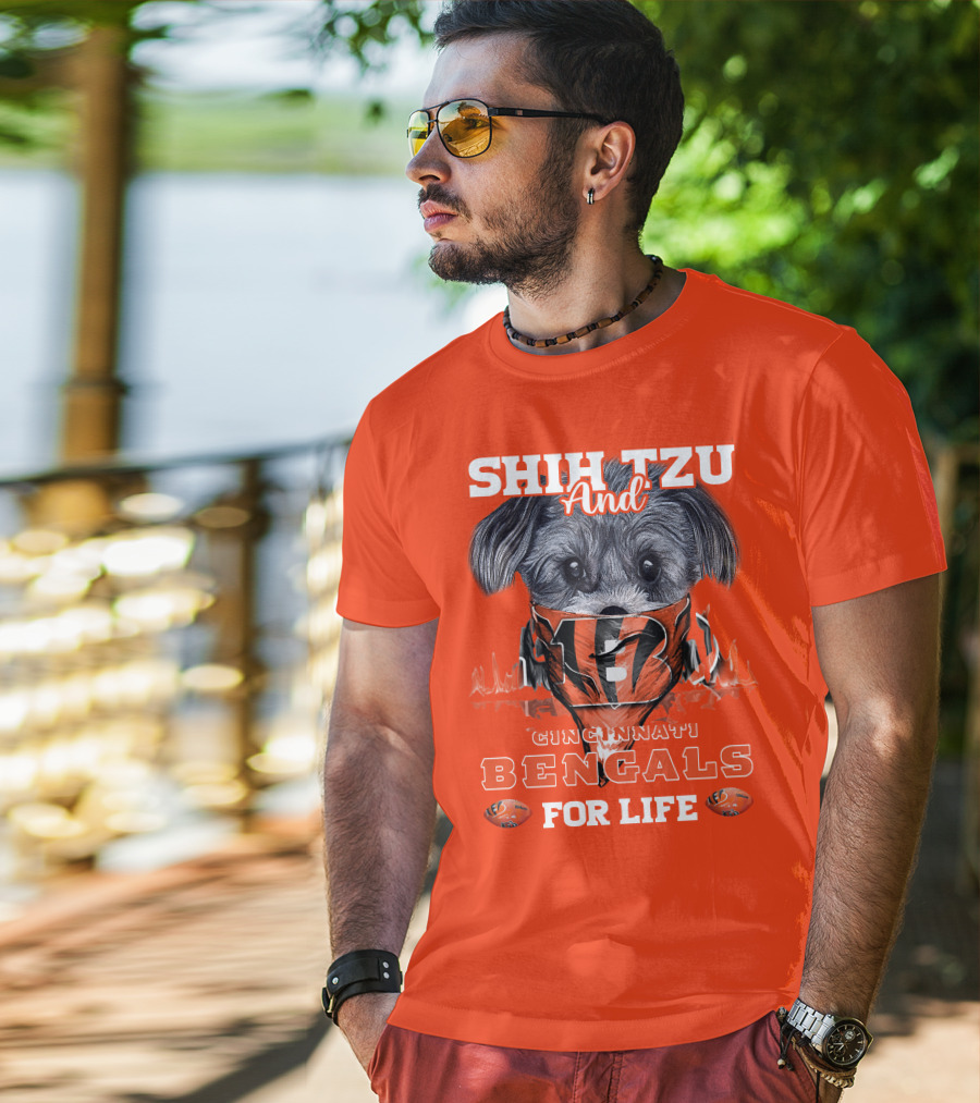 Shih Tzu And Cincinnati Bengals For Life T-Shirt