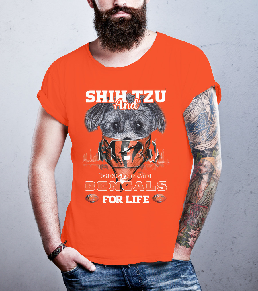 Shih Tzu And Cincinnati Bengals For Life T-Shirt