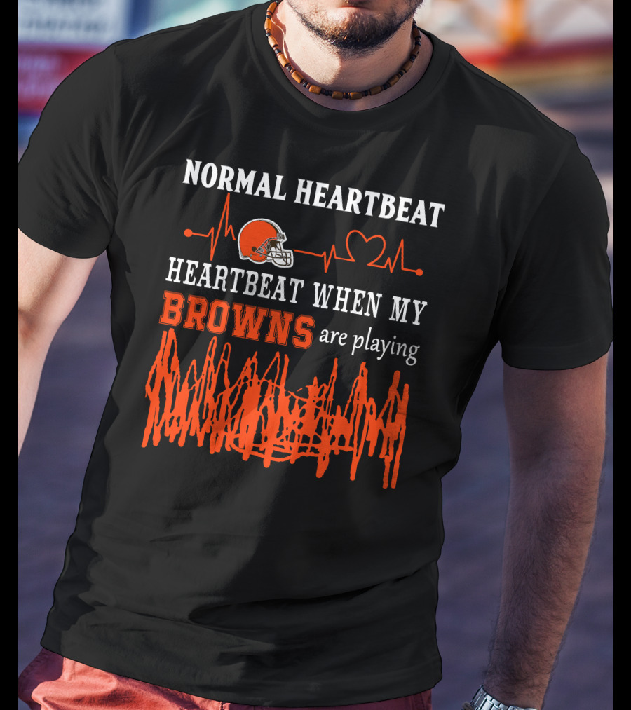 Normal Heartbeat Heartbeat When My Browns Are Playing Cleveland Browns Helmet T-Shirt