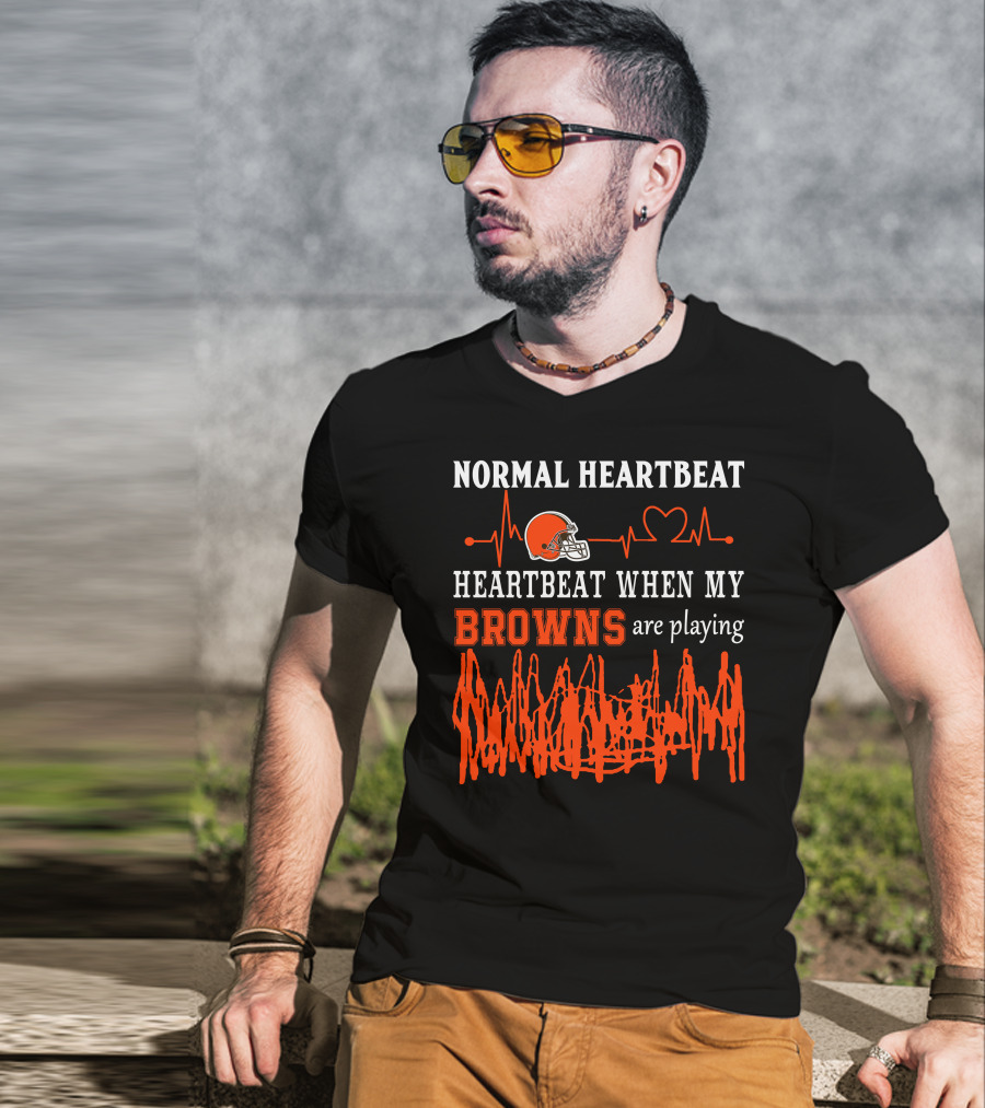Normal Heartbeat Heartbeat When My Browns Are Playing Cleveland Browns Helmet T-Shirt
