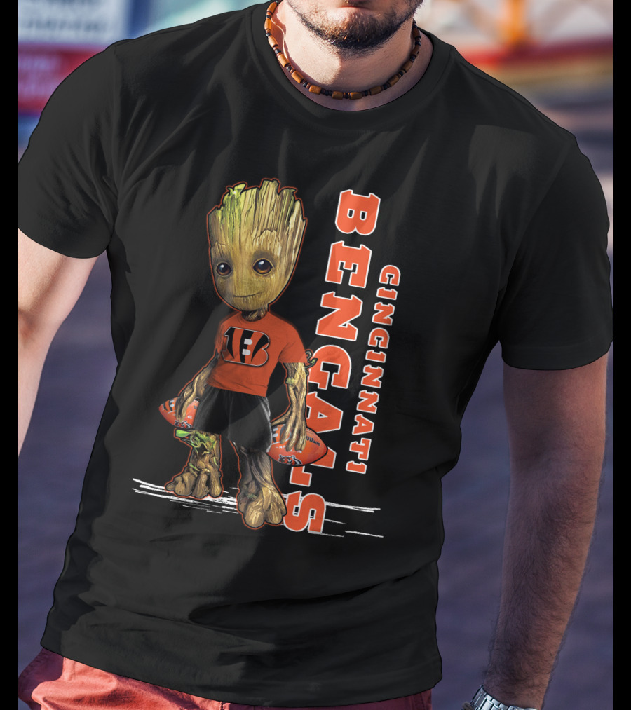 Groot V1 Cincinnati Bengals Football Themed Character With Team T-Shirt