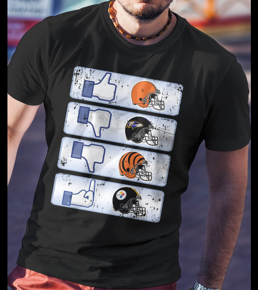 Cleveland Browns 69 Helmet Thumbs Up Like Steelers Bengals Ravens Logos T-Shirt