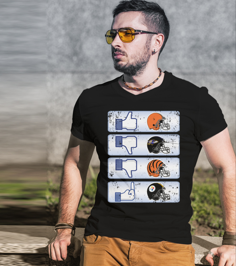 Cleveland Browns 69 Helmet Thumbs Up Like Steelers Bengals Ravens Logos T-Shirt