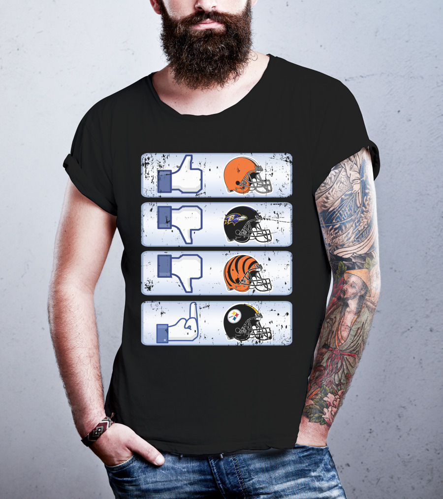 Cleveland Browns 69 Helmet Thumbs Up Like Steelers Bengals Ravens Logos T-Shirt