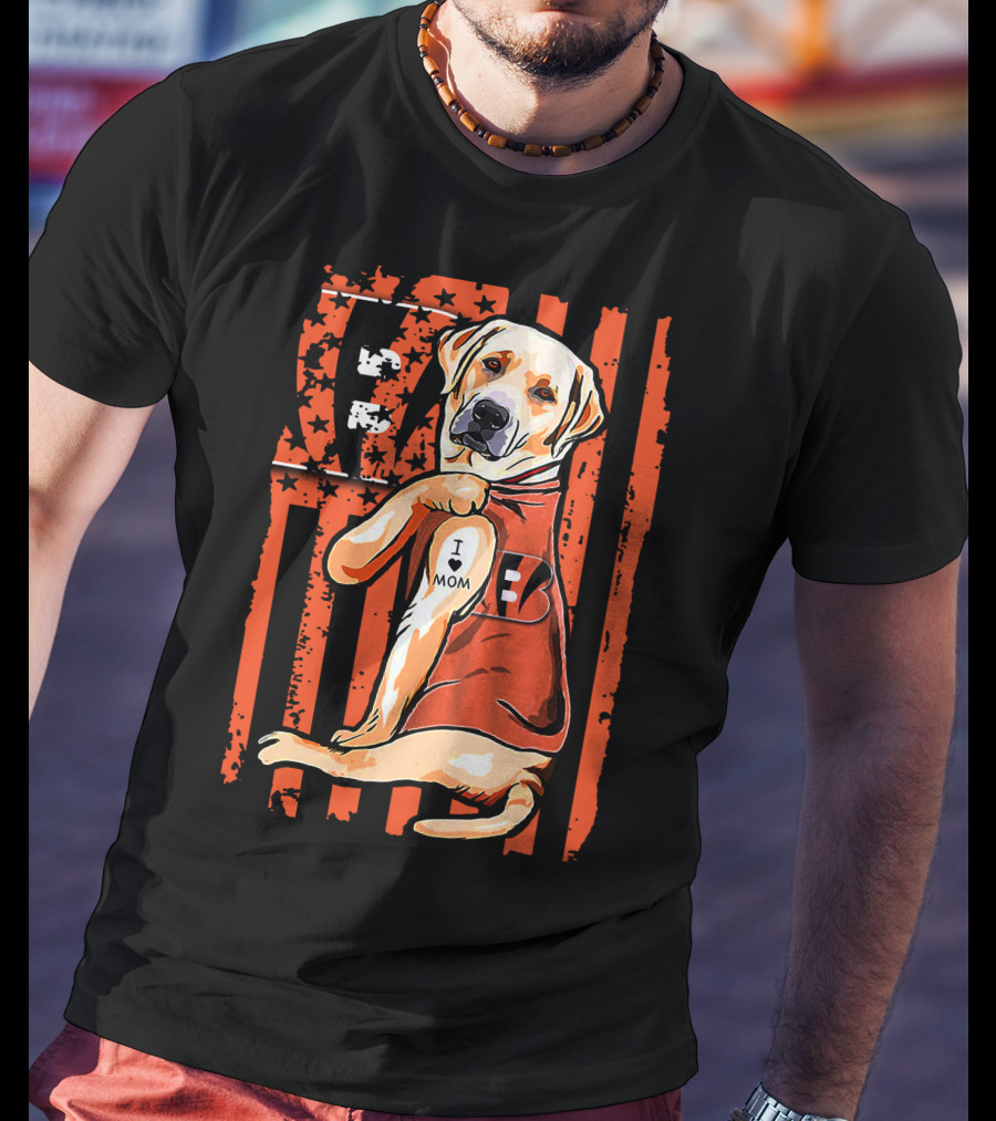 Labrador Retriever I Love Mom Cincinnati Bengals T-Shirt