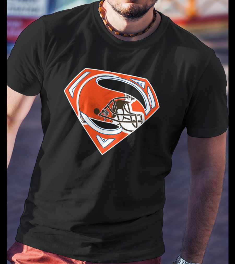 Cleveland Browns Helmet Superman Logo 72 T-Shirt