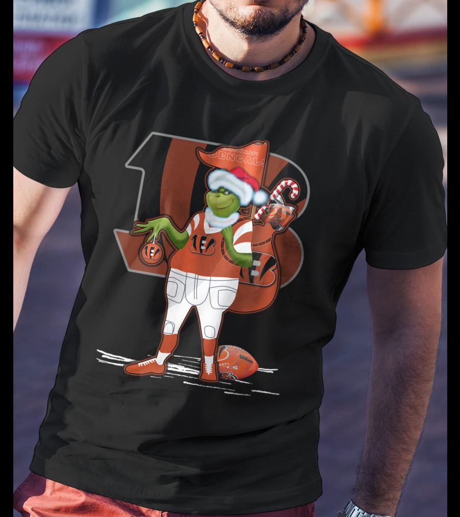 Grinchxmas Cincinnati Bengals Football Holiday Santa Hat T-Shirt