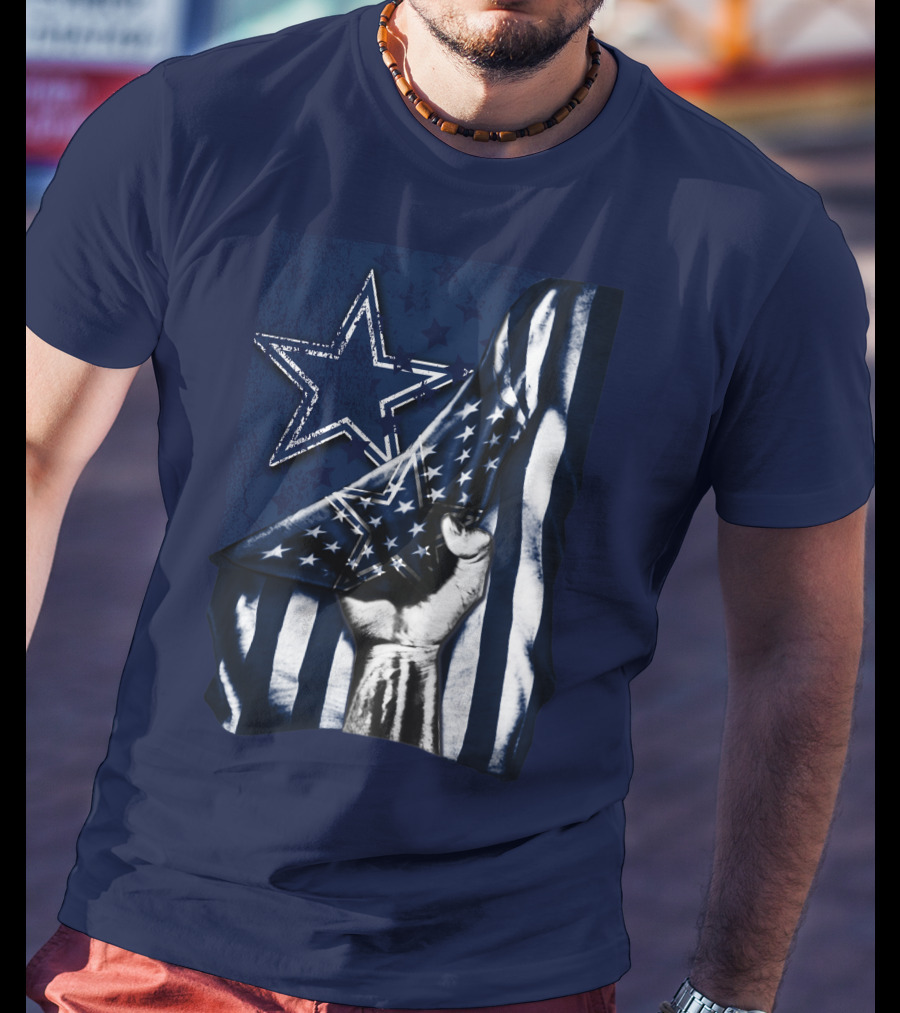 Dallas Cowboys Star With American Flag And Fist T-Shirt