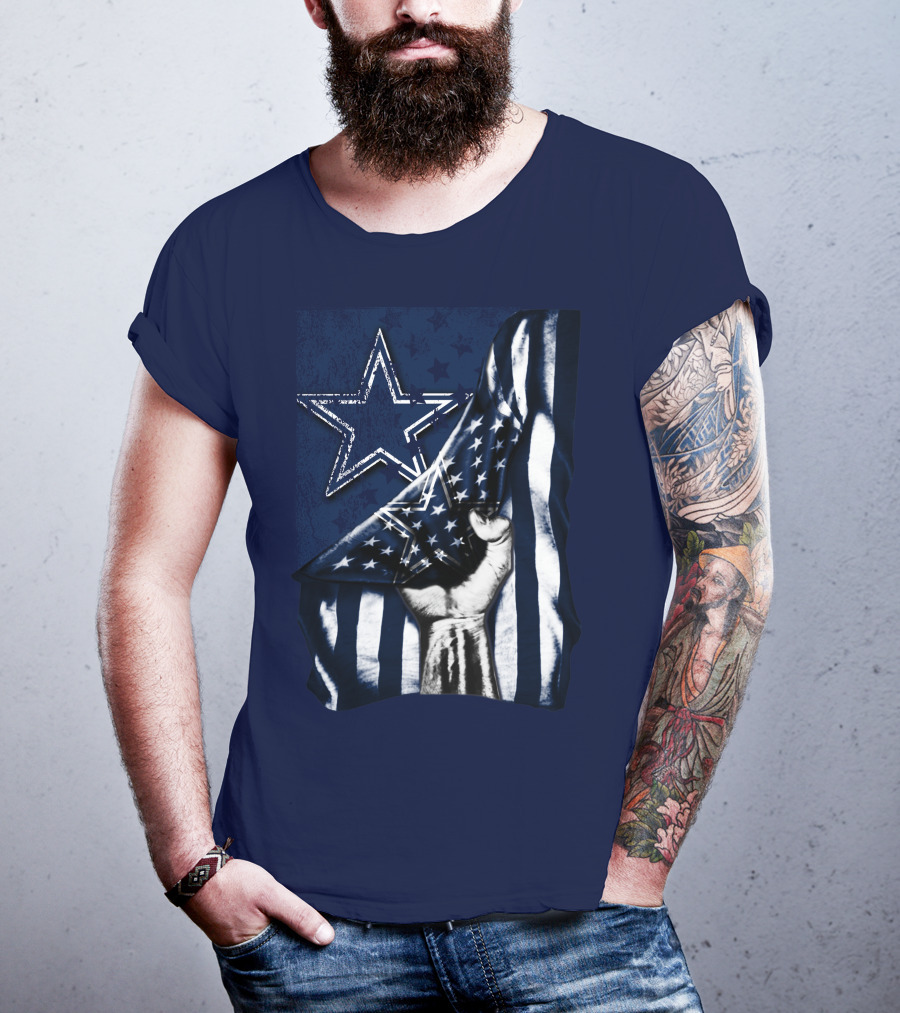 Dallas Cowboys Star With American Flag And Fist T-Shirt