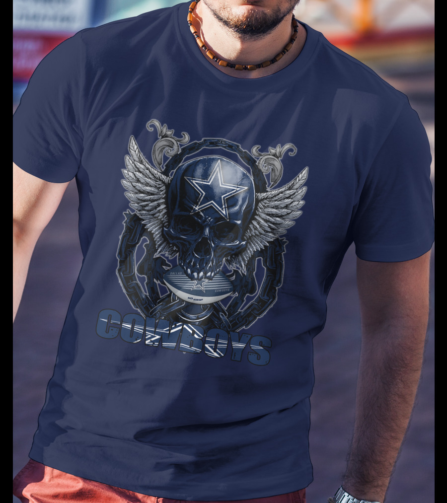 Skullfb Dallas Cowboys Wings Star Chain Crest T-Shirt