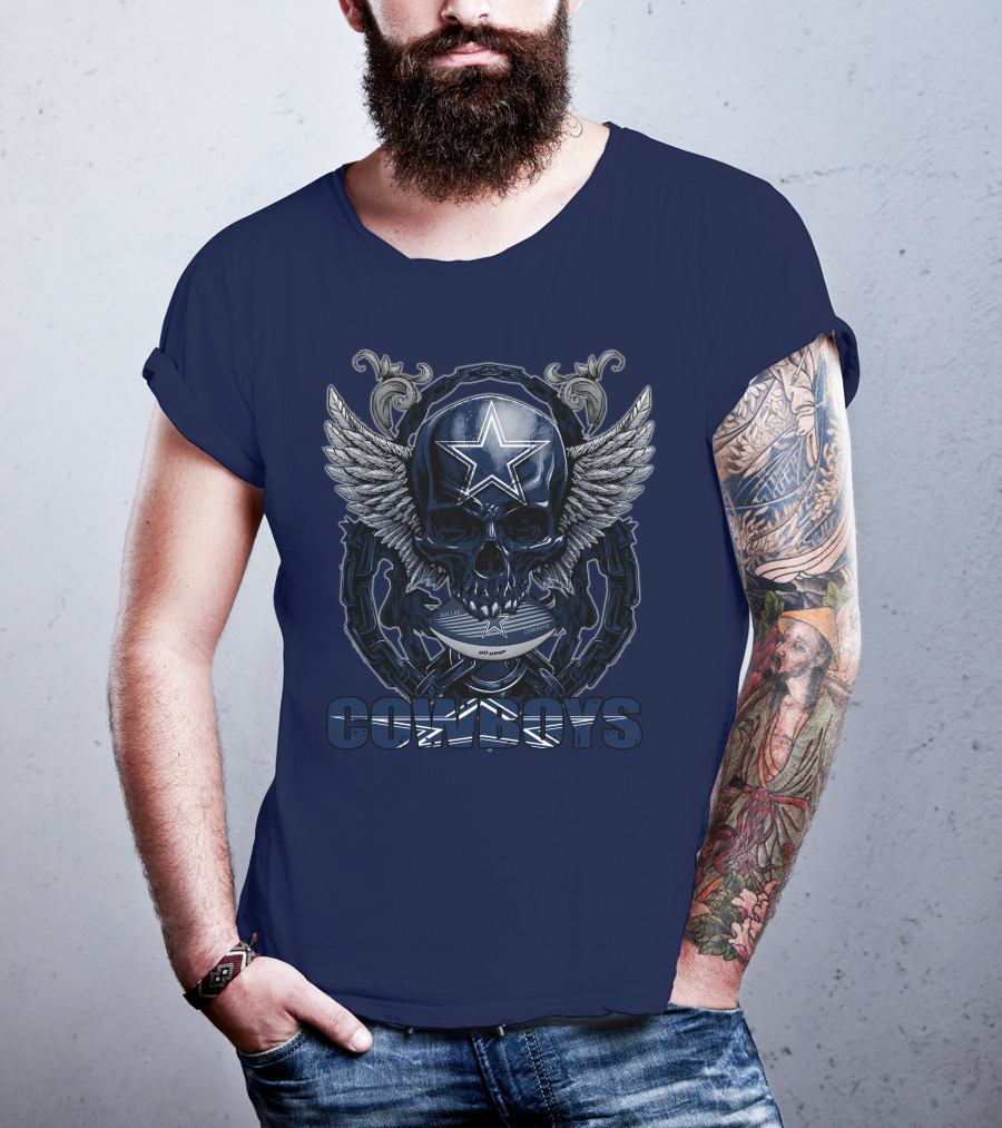 Skullfb Dallas Cowboys Wings Star Chain Crest T-Shirt