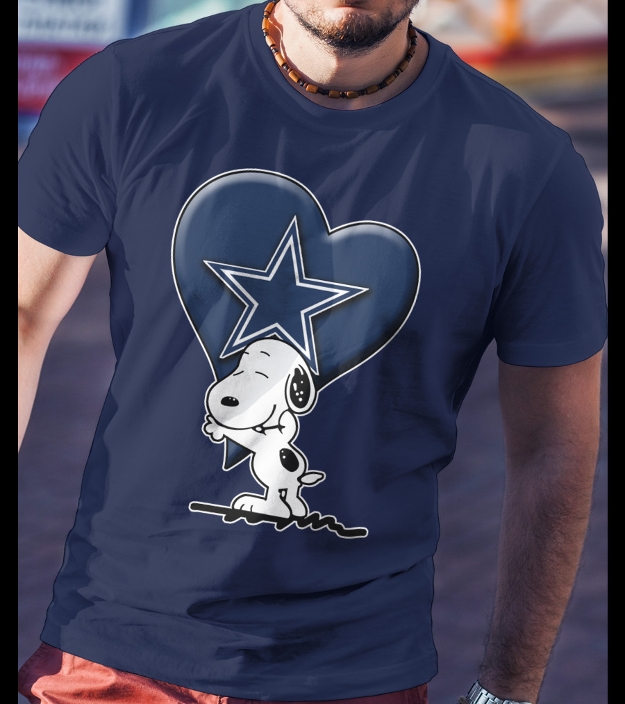 Snoopy Hugging Heart With Dallas Cowboys Star T-Shirt