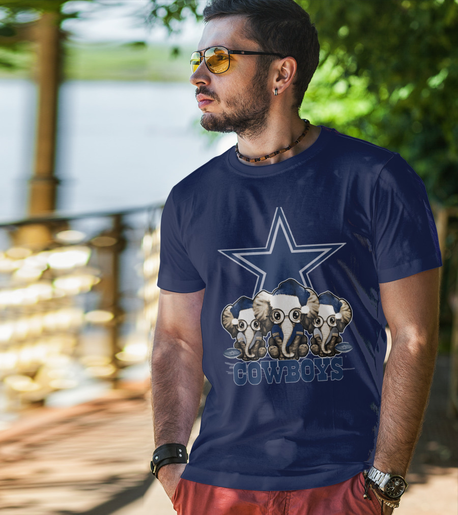 Elephan Xmas Dallas Cowboys Star Logo Glasses Hindustani T-Shirt