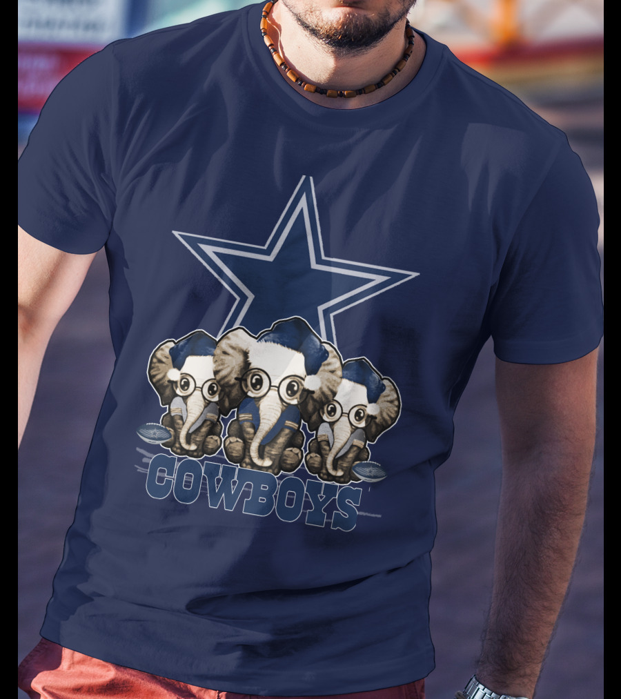 Elephan Xmas Dallas Cowboys Star Logo Glasses Hindustani T-Shirt