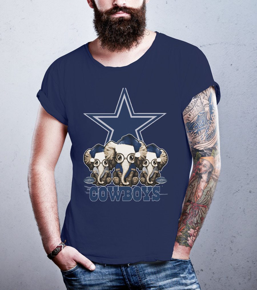 Elephan Xmas Dallas Cowboys Star Logo Glasses Hindustani T-Shirt