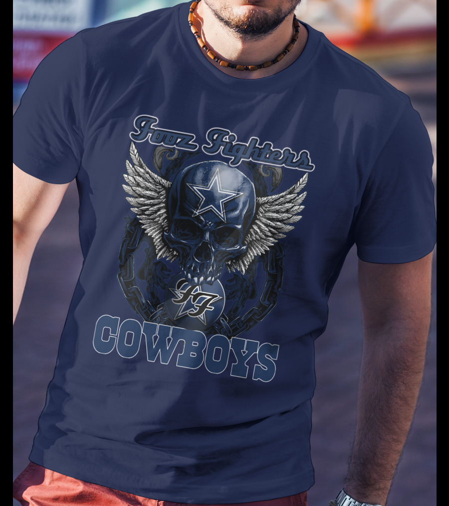 Foo Fighters Dallas Cowboys Skull Wings Star T-Shirt