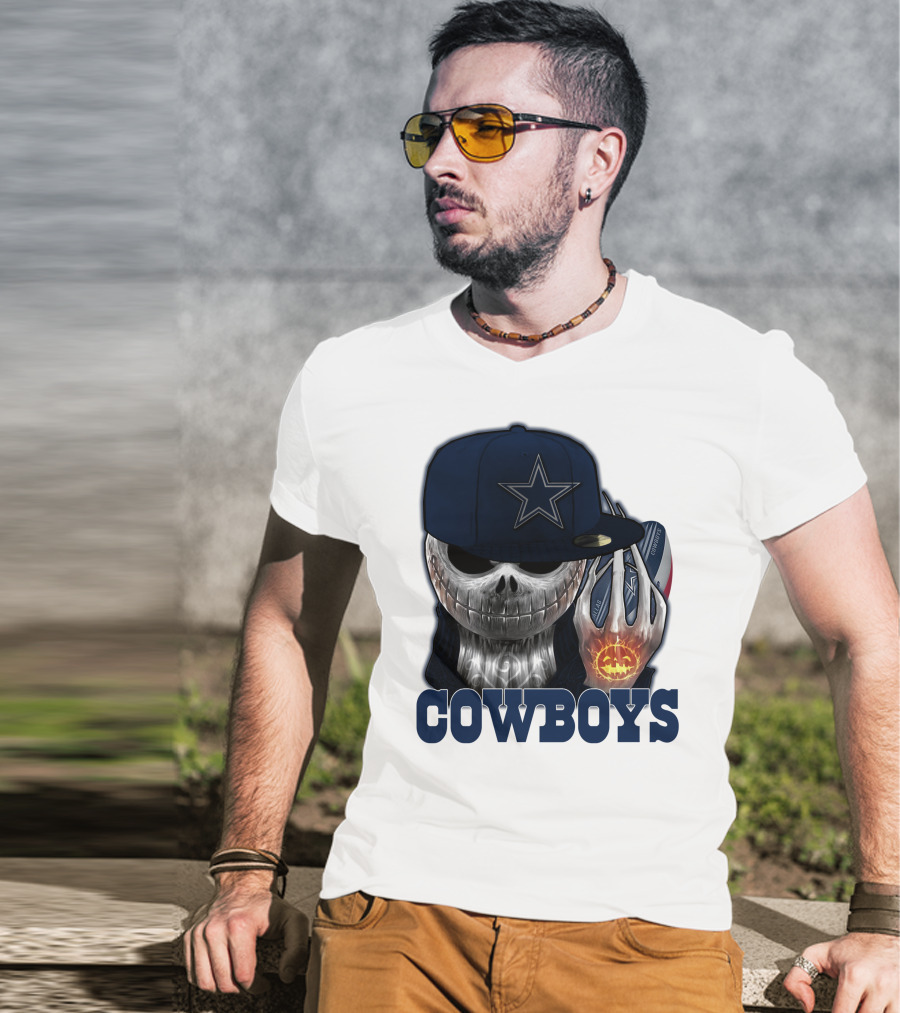 Jackskull Cowboys Halloween Star Football T-Shirt