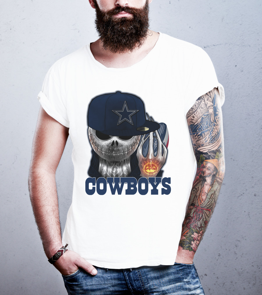 Jackskull Cowboys Halloween Star Football T-Shirt