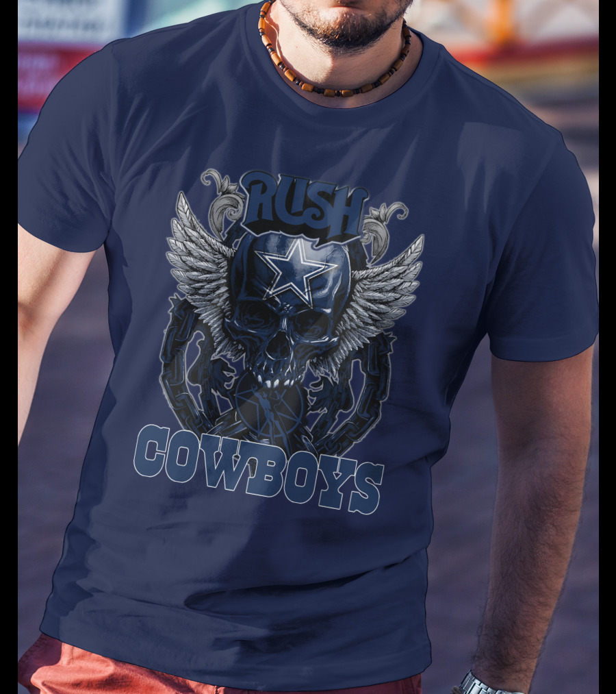 Rush Dallas Cowboys Winged Star Skull T-Shirt