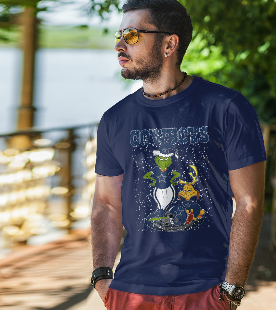 Grinchxmas Cowboys Football Holiday Mashup T-Shirt