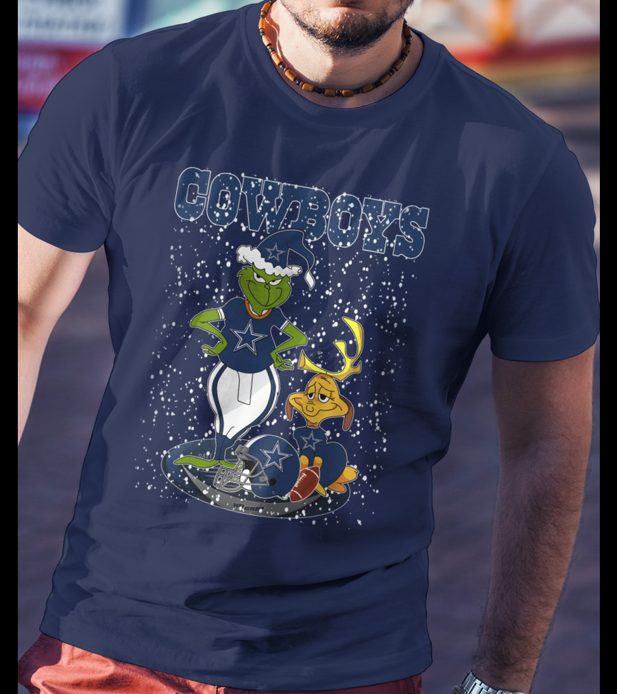 Grinchxmas Cowboys Football Holiday Mashup T-Shirt