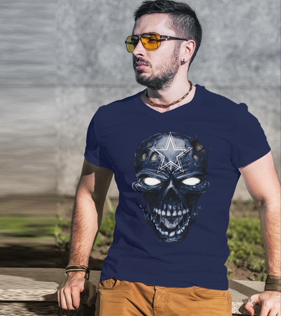 Skull Dallas Cowboys Star Icon NFL Football Fan Gear T-Shirt